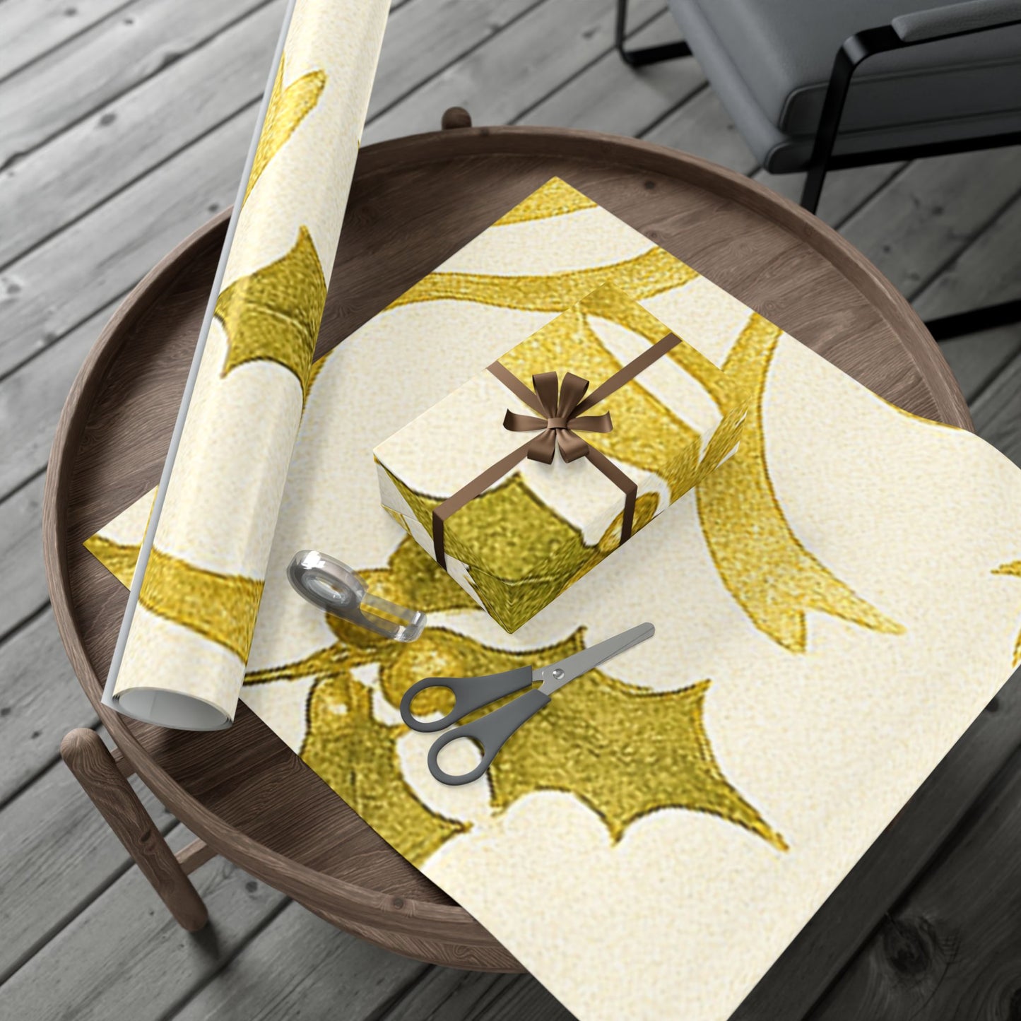 Elegant Holiday Gift Wrap Papers Gold Ribbon 2 sizes Matte or Satin