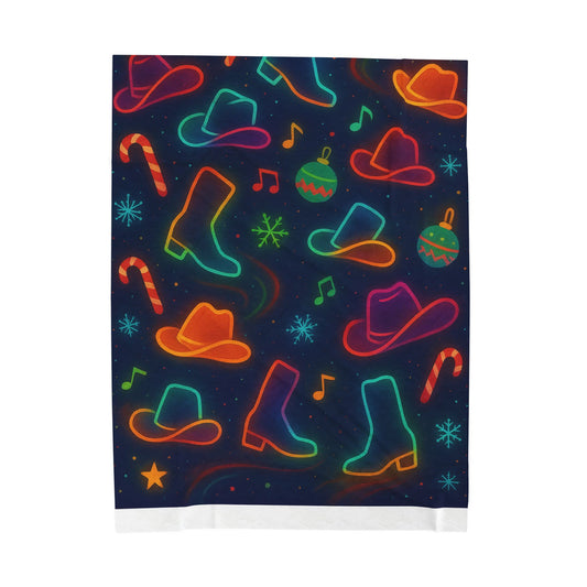 Festive Cowboy Blanket, Colorful Plush Throw for Holidays, Cozy Home Decor, Perfect Gift for Cowgirl/Cowboy Lovers, Holiday Decor