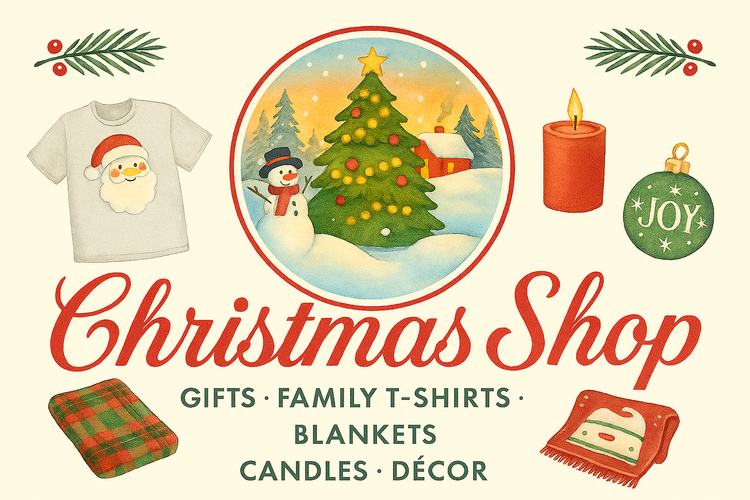 Christmas Specialty Items, Clothing, Gifts, Gift Wrap, Candles, Family Shirts, Family Sleepwear, Pillows, Towels, Linens
