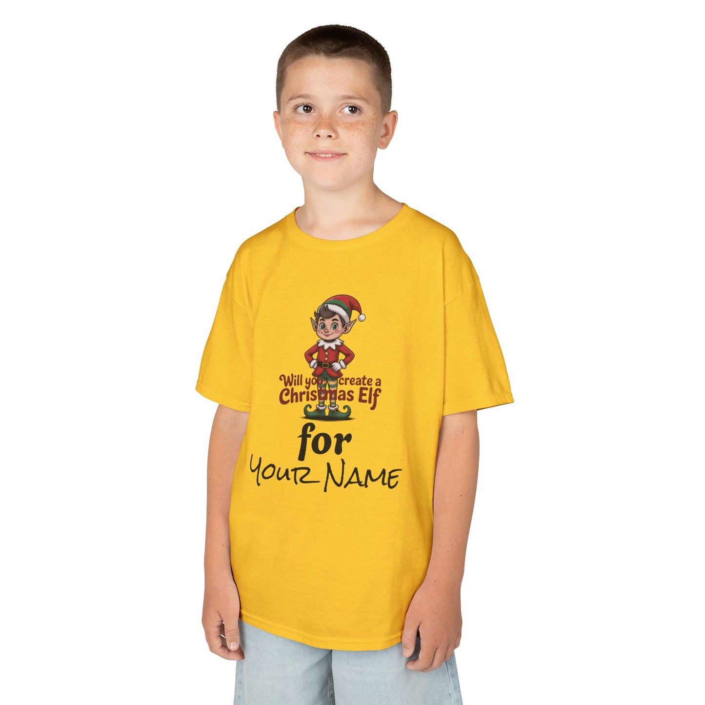 Kids Christmas Elf Tee Personalize with Your Name