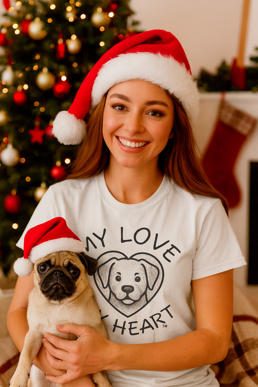 Dog Lover T-Shirt — "My Love My Heart" Puppy Heart Graphic Tee
