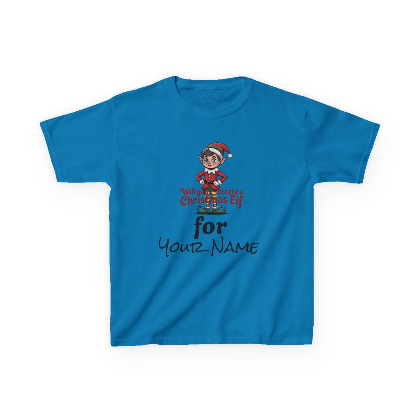 Kids Christmas Elf Tee Personalize with Your Name