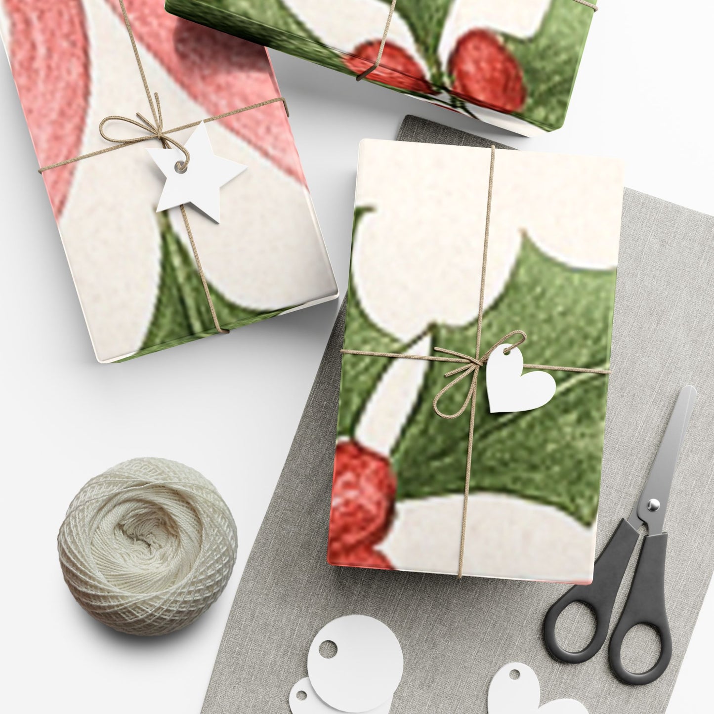 Elegant Holiday Gift Wrap Papers Pink and Red Ribbons 2 sizes Matte or Satin