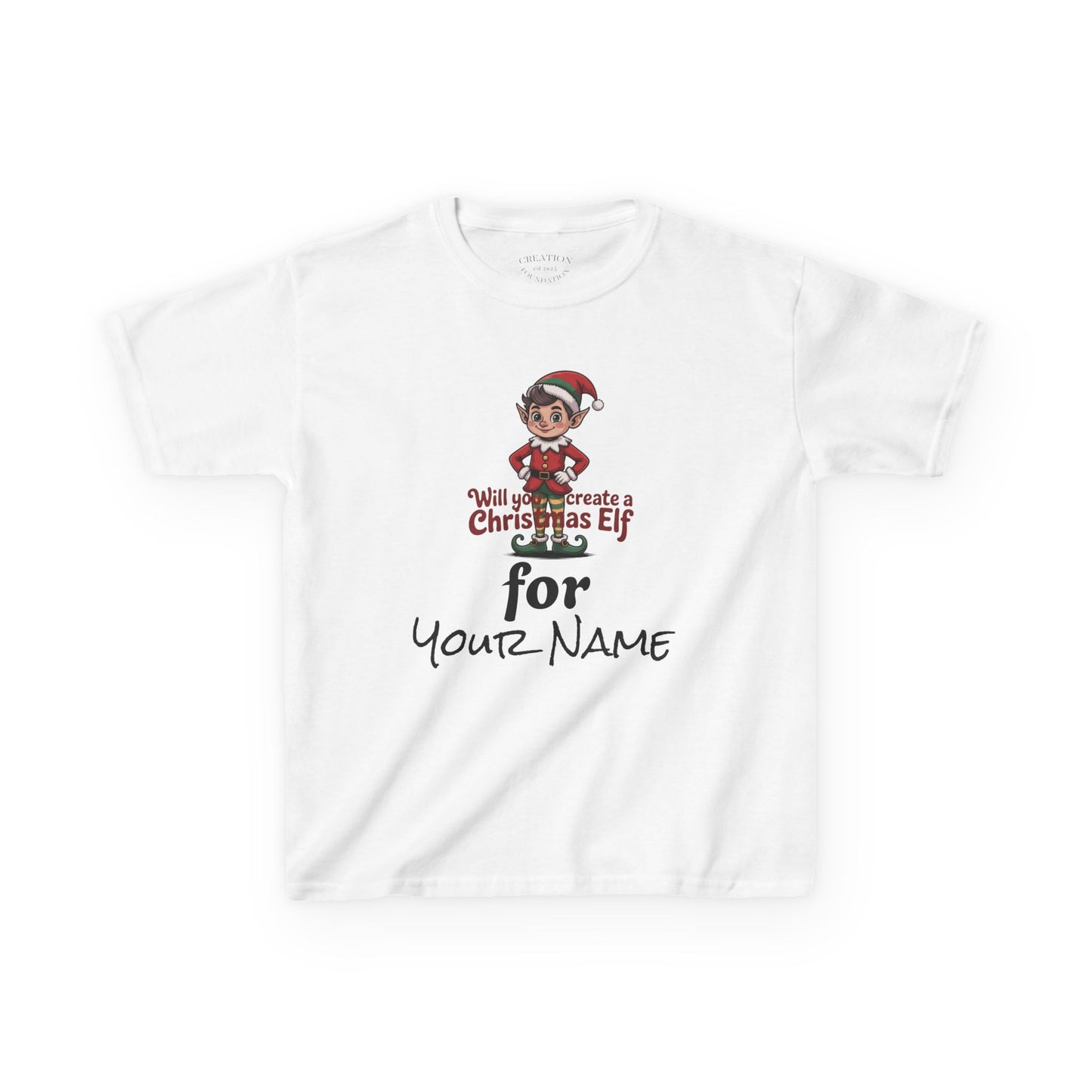 Kids Christmas Elf Tee Personalize with Your Name