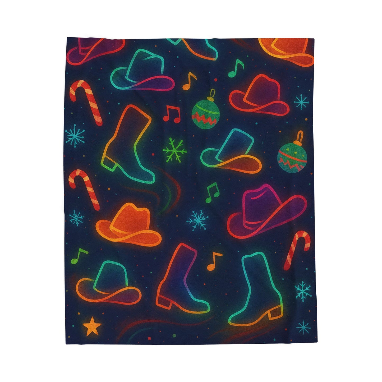 Festive Cowboy Blanket, Colorful Plush Throw for Holidays, Cozy Home Decor, Perfect Gift for Cowgirl/Cowboy Lovers, Holiday Decor