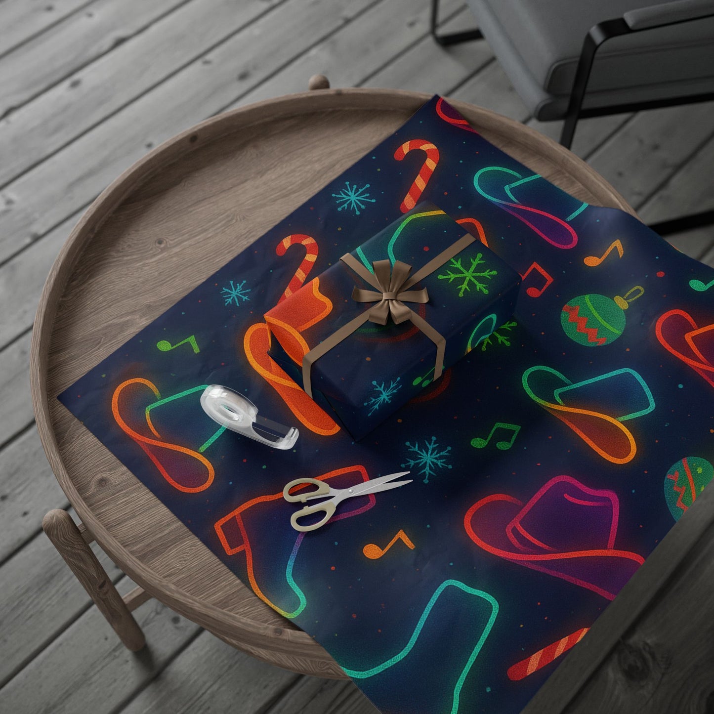 Vibrant Line Dancing Holiday Wrapping Paper, Festive Gift Wrap, Cowboy Boots and Hats, Christmas, Birthdays, Celebrations, Fun Gift Packaging