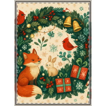 Wall Tapestry, Holiday Woven Wall Art Christmas Decor, Woodland Animals Wall Art, Holiday Gift, Festive Home Decor