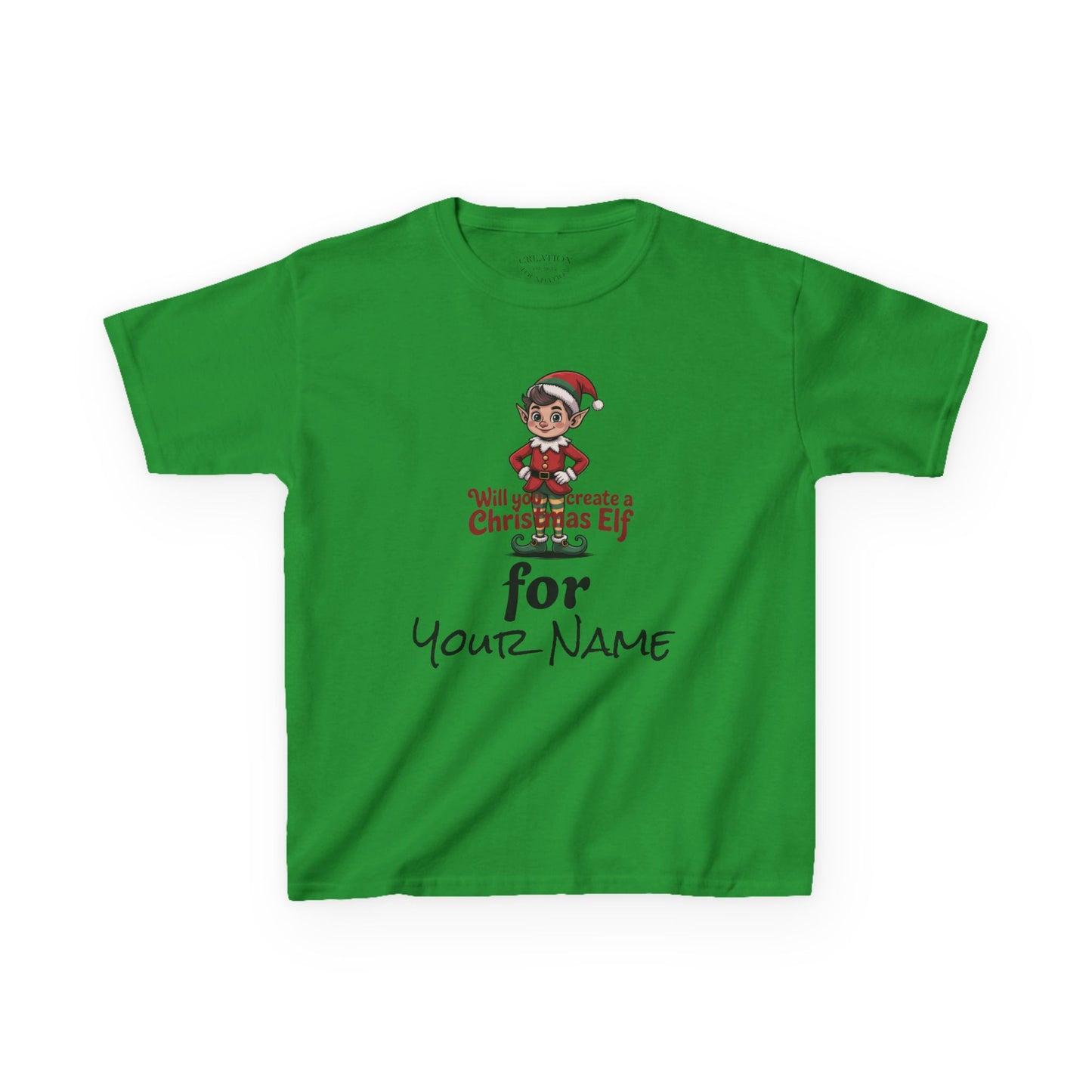 Kids Christmas Elf Tee Personalize with Your Name