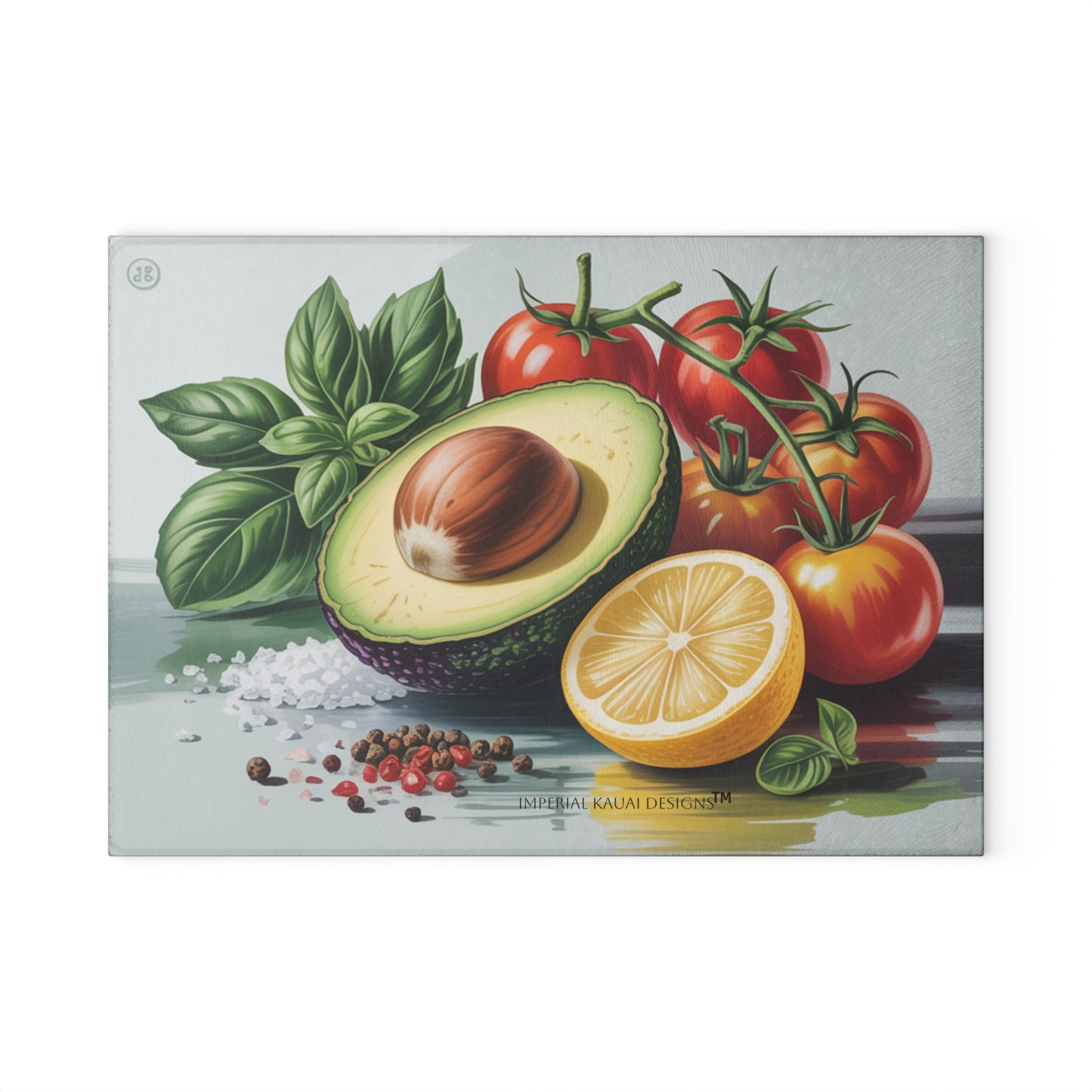 Vibrant Kitchen Glass Cutting Board with Avocado & Tomato Design, Functional Art for Home Cooks, Great Gift for Foodies, Housewarming, [...]