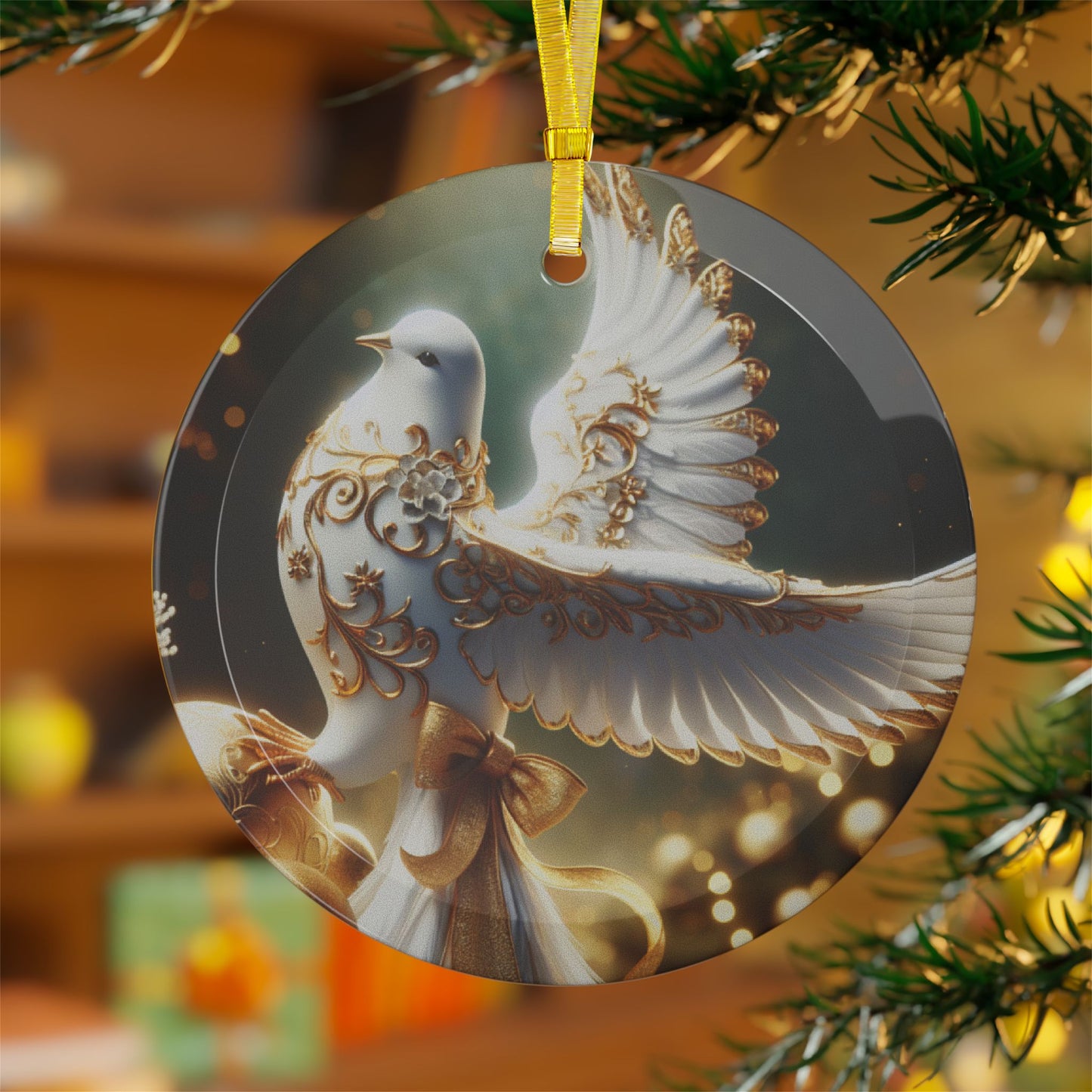 Christmas Dove Elegant Holiday Glass Ornaments, Decorative Christmas Spheres, Handcrafted Glass Ornaments, Unique Gift for Tree, Celebration Keepsakes