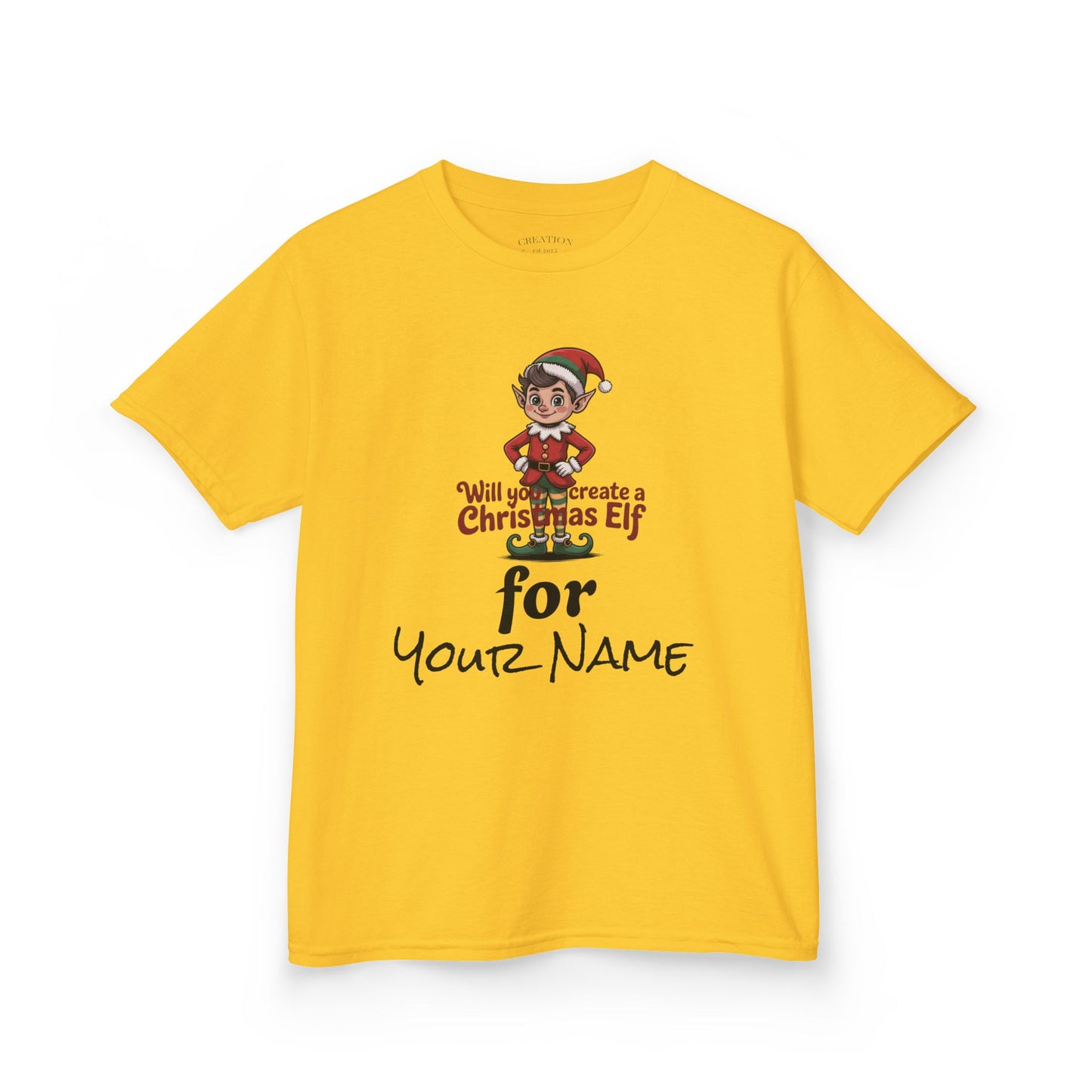 Kids Christmas Elf Tee Personalize with Your Name