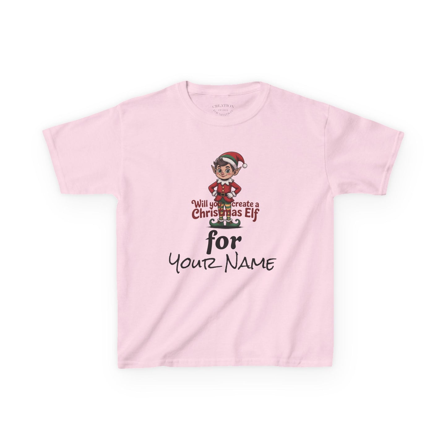 Kids Christmas Elf Tee Personalize with Your Name