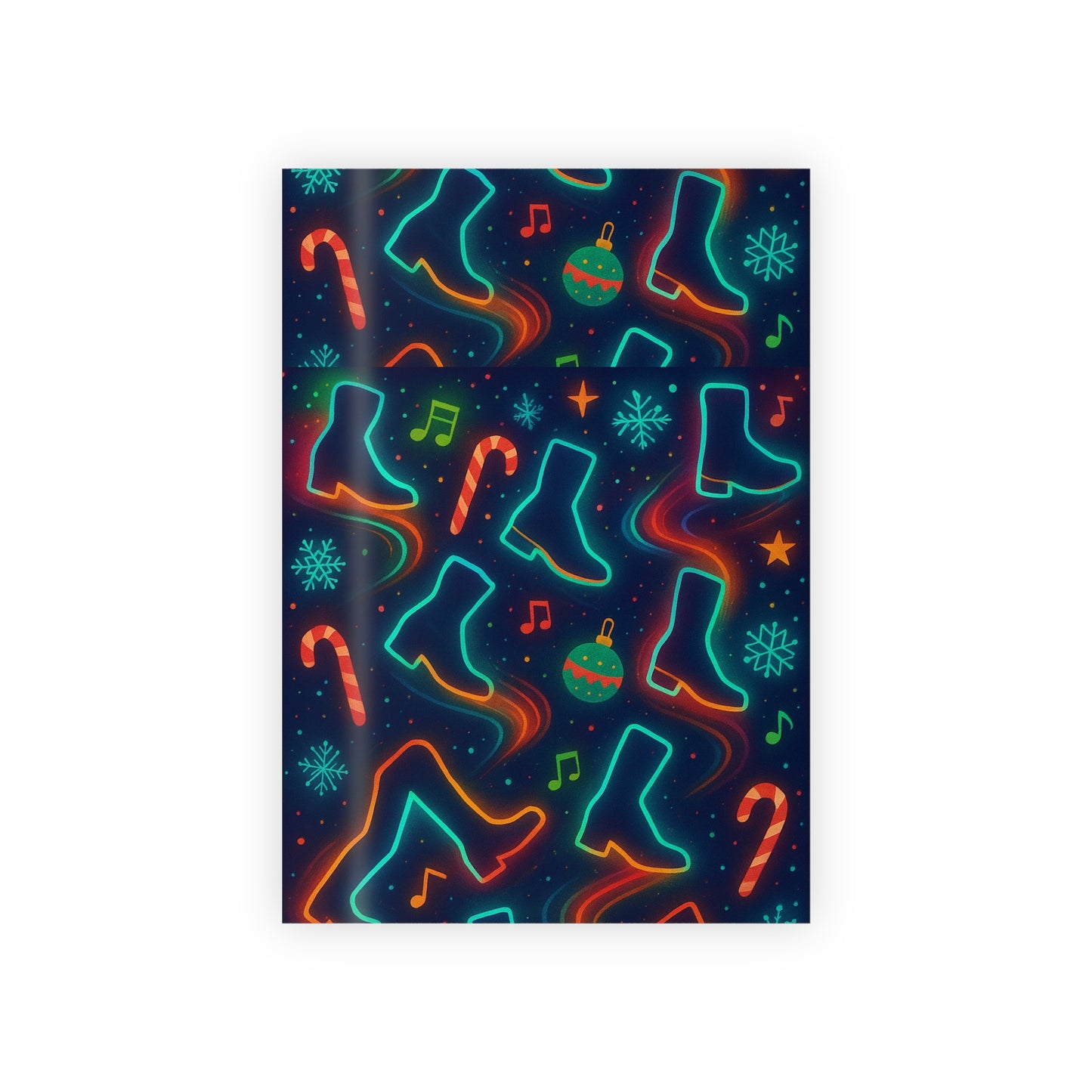 Neon Holiday Dancing Boots Wrapping Paper, Festive Gift Wrap, Christmas Wrap, Unique Holiday Packaging, Party Supplies, Gift Wrap Rolls