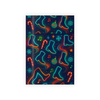 Neon Holiday Dancing Boots Wrapping Paper, Festive Gift Wrap, Christmas Wrap, Unique Holiday Packaging, Party Supplies, Gift Wrap Rolls