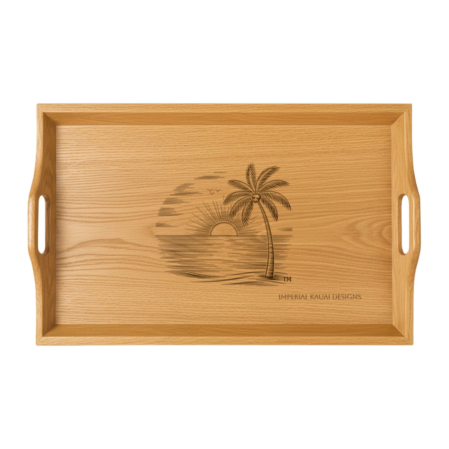 Zen Bamboo Serving Tray with Engraved Palm Tree