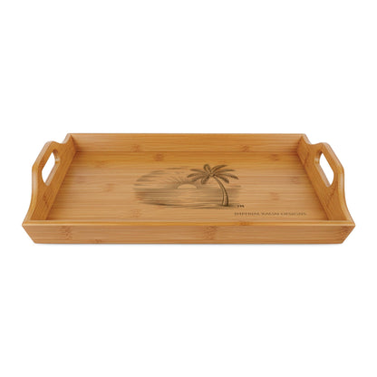 Zen Bamboo Serving Tray with Engraved Palm Tree