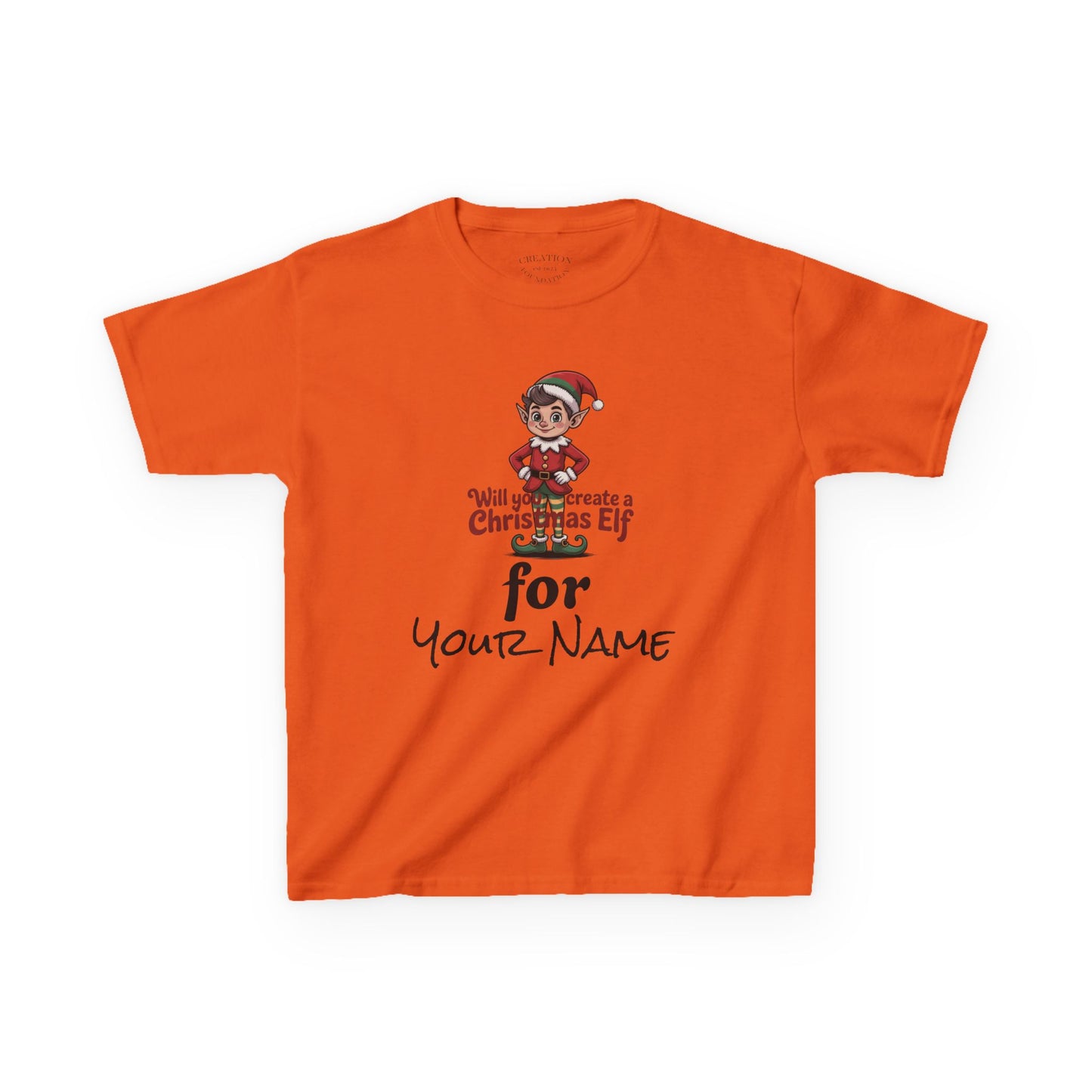 Kids Christmas Elf Tee Personalize with Your Name
