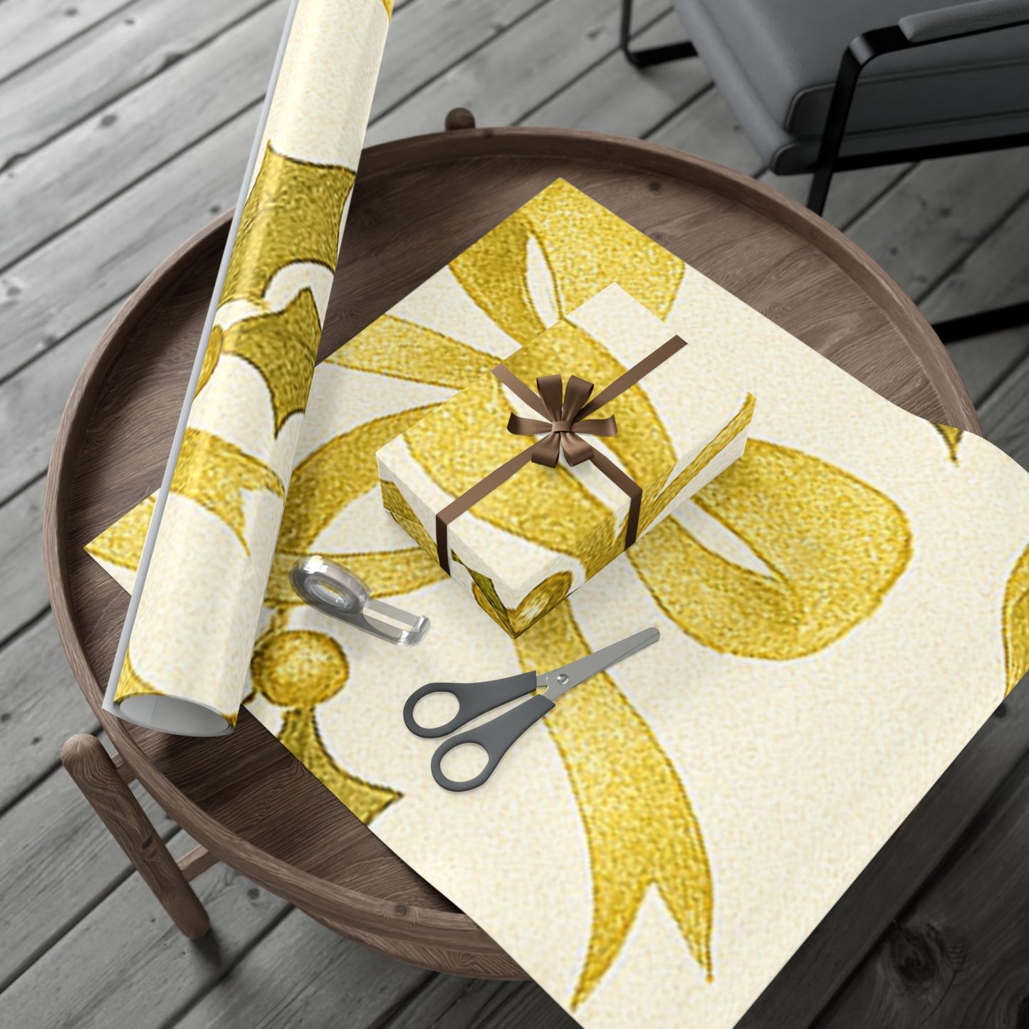 Elegant Holiday Gift Wrap Papers Gold Ribbon 2 sizes Matte or Satin