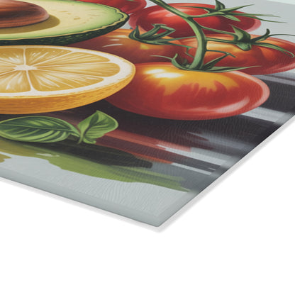 Vibrant Kitchen Glass Cutting Board with Avocado & Tomato Design, Functional Art for Home Cooks, Great Gift for Foodies, Housewarming, [...]