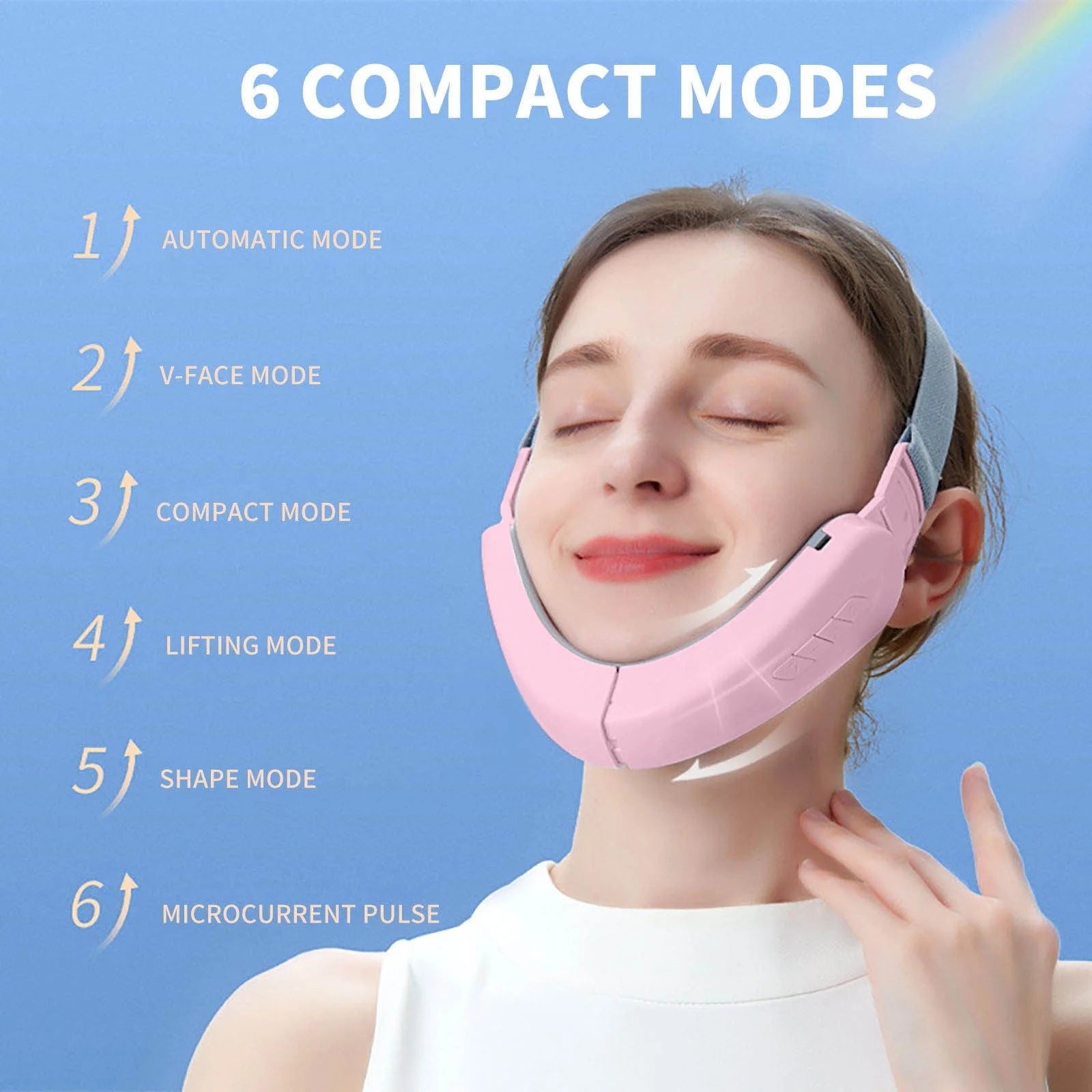 Double Chin Reducer Machine, Electric Face Lift Device, Portable V-Face Shaping Massager, Pink