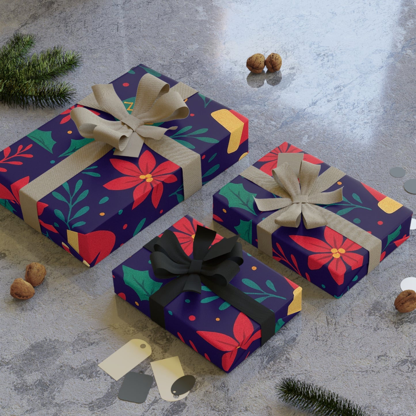 Festive Gift Wrapping Paper Roll, Christmas Wrapping Paper, Holiday Gift Wrap, Seasonal Paper, Eco-Friendly Gift Wrap