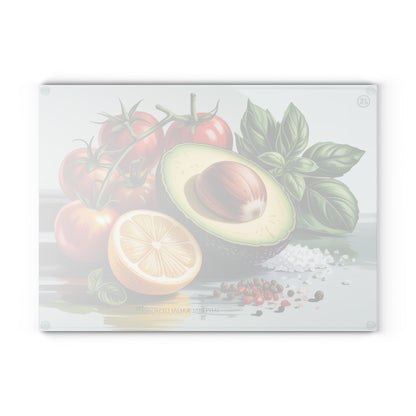 Vibrant Kitchen Glass Cutting Board with Avocado & Tomato Design, Functional Art for Home Cooks, Great Gift for Foodies, Housewarming, [...]