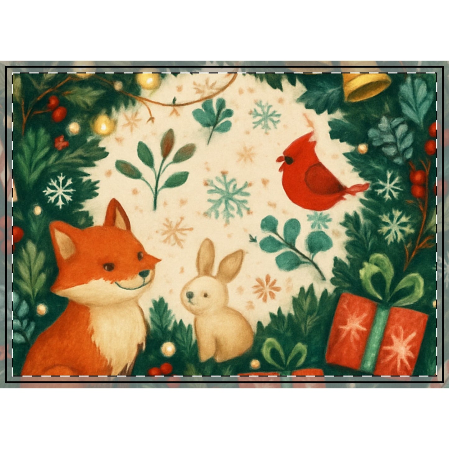 Wall Tapestry, Holiday Woven Wall Art Christmas Decor, Woodland Animals Wall Art, Holiday Gift, Festive Home Decor