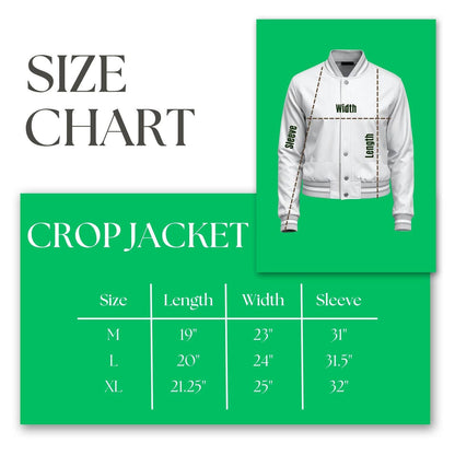 AKA Greek Apparel L Cropped Satin Varsity Jacket
