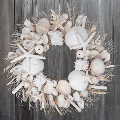 Beautiful!! Elegant Decor White Starfish & Sea Urchin Coastal Seashell Wreath