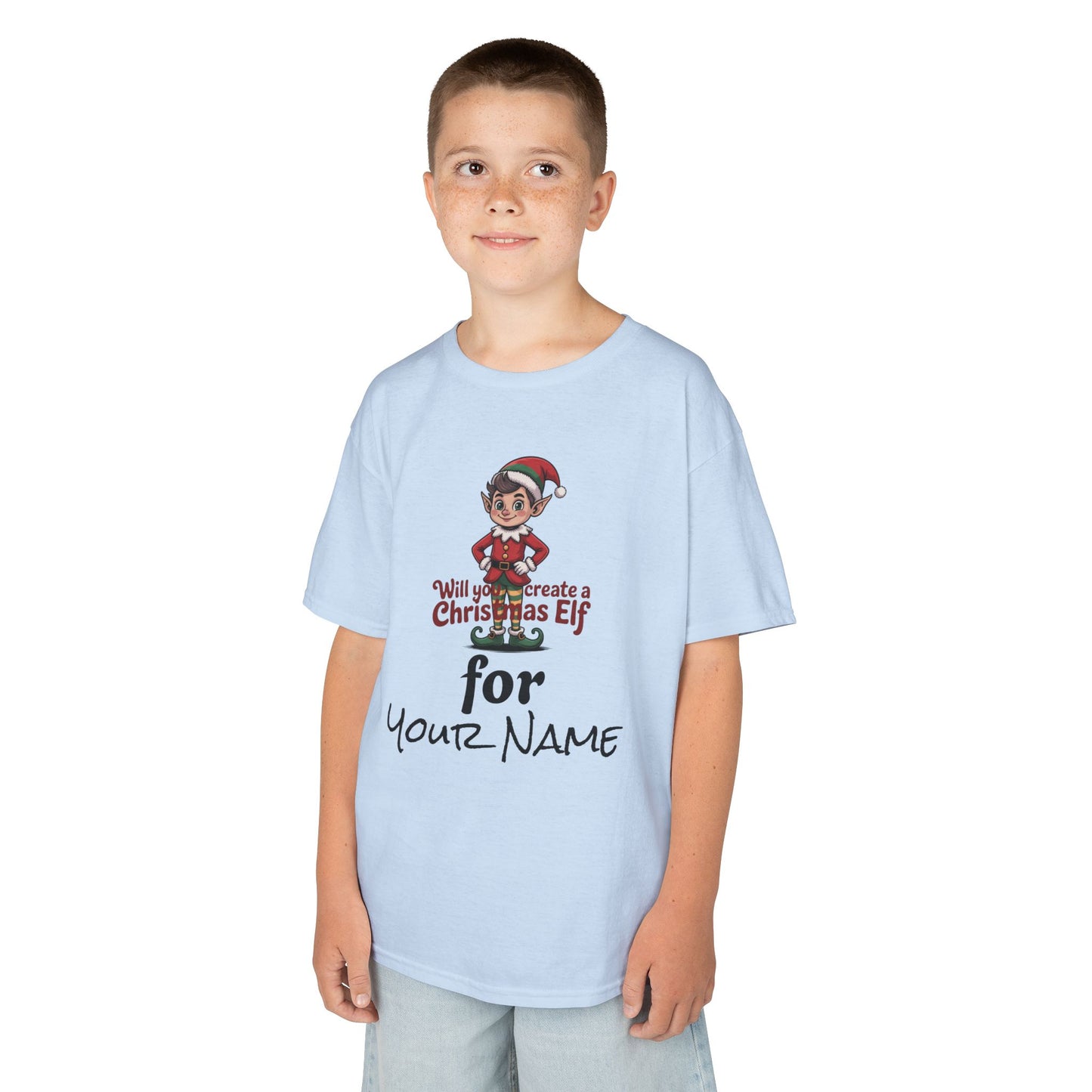 Kids Christmas Elf Tee Personalize with Your Name