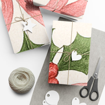 Elegant Holiday Gift Wrap Papers Pink and Red Ribbons 2 sizes Matte or Satin