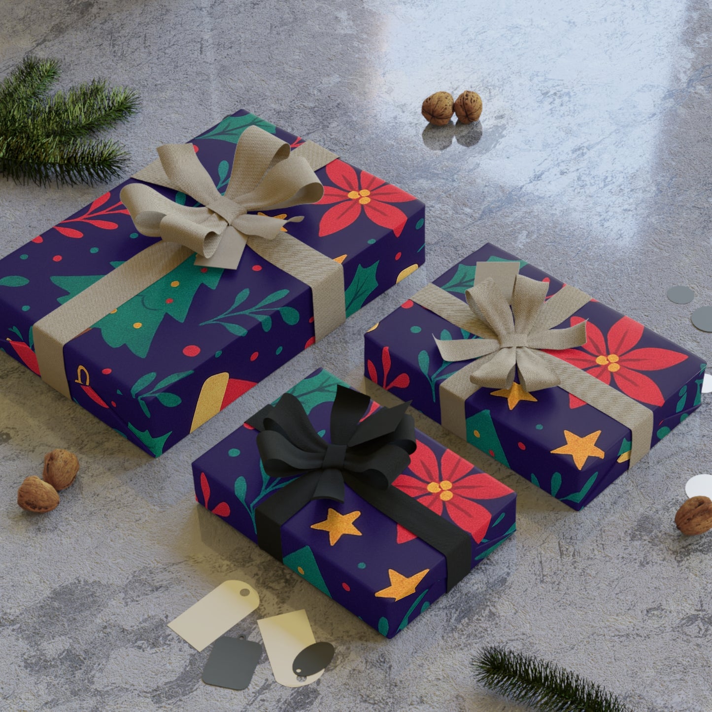 Festive Gift Wrapping Paper Roll, Christmas Wrapping Paper, Holiday Gift Wrap, Seasonal Paper, Eco-Friendly Gift Wrap