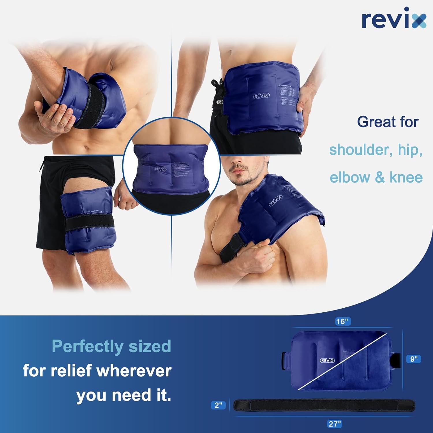 Ice Pack for Injuries Reusable Gel for Lower Back Pain Relief, Cold Packs for Back Shoulder, Hip, Wrap around Entire Knee, Cold Compress Reduce Swelling, Bruises,16 × 9 "