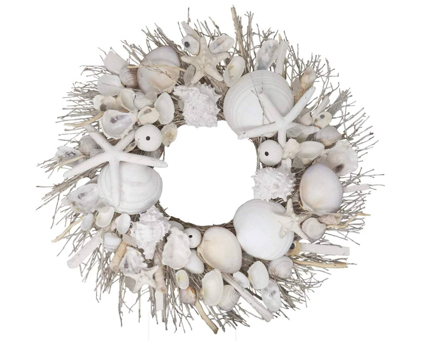 Beautiful!! Elegant Decor White Starfish & Sea Urchin Coastal Seashell Wreath
