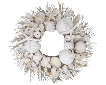 Beautiful!! Elegant Decor White Starfish & Sea Urchin Coastal Seashell Wreath