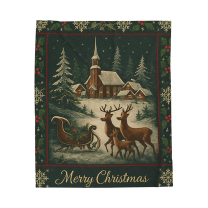 Cozy Christmas Velveteen Blanket, Holiday Throw, Festive Home Décor, Seasonal Gift, Winter Warmth
