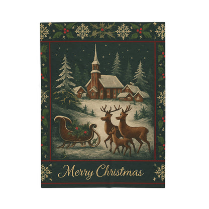 Cozy Christmas Velveteen Blanket, Holiday Throw, Festive Home Décor, Seasonal Gift, Winter Warmth
