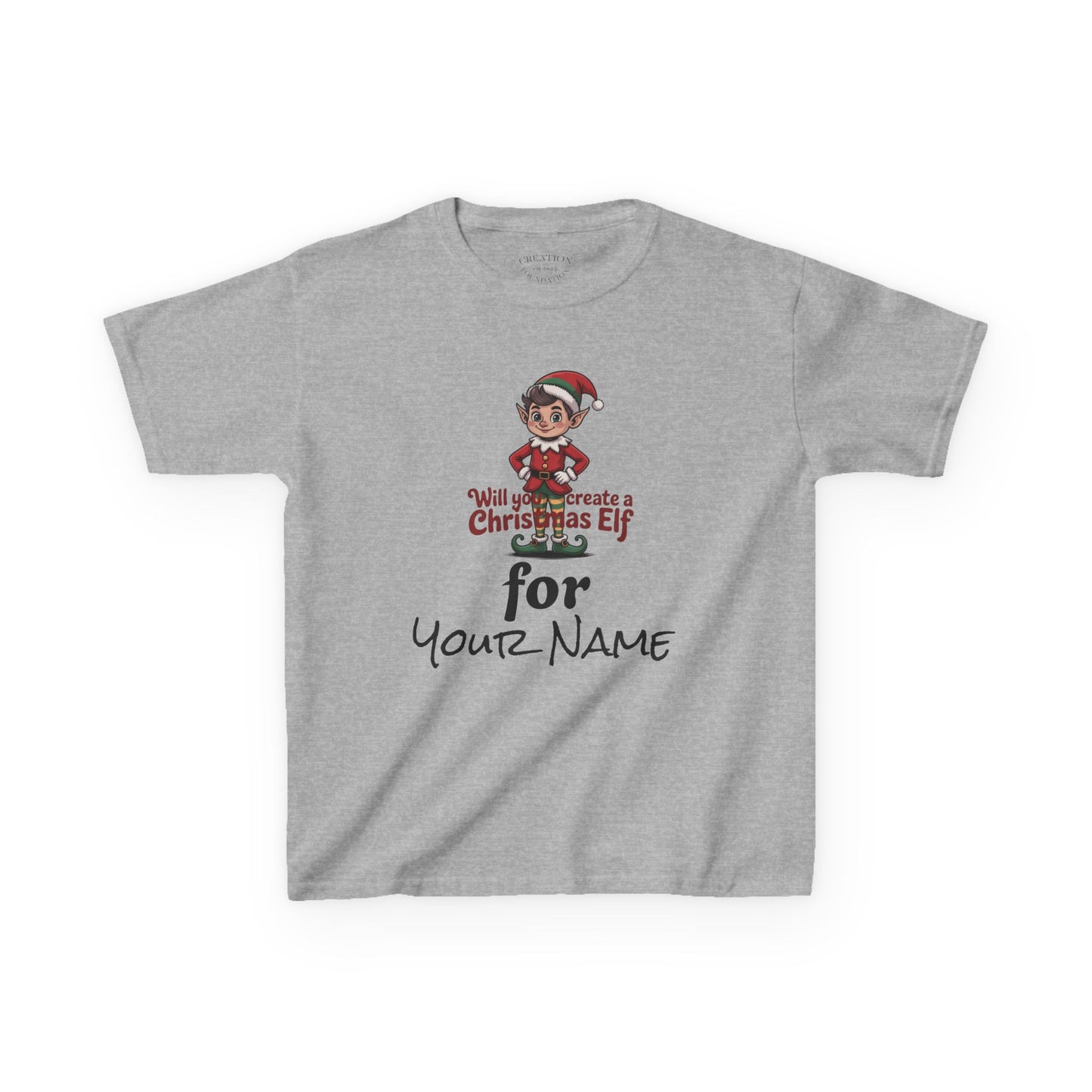 Kids Christmas Elf Tee Personalize with Your Name
