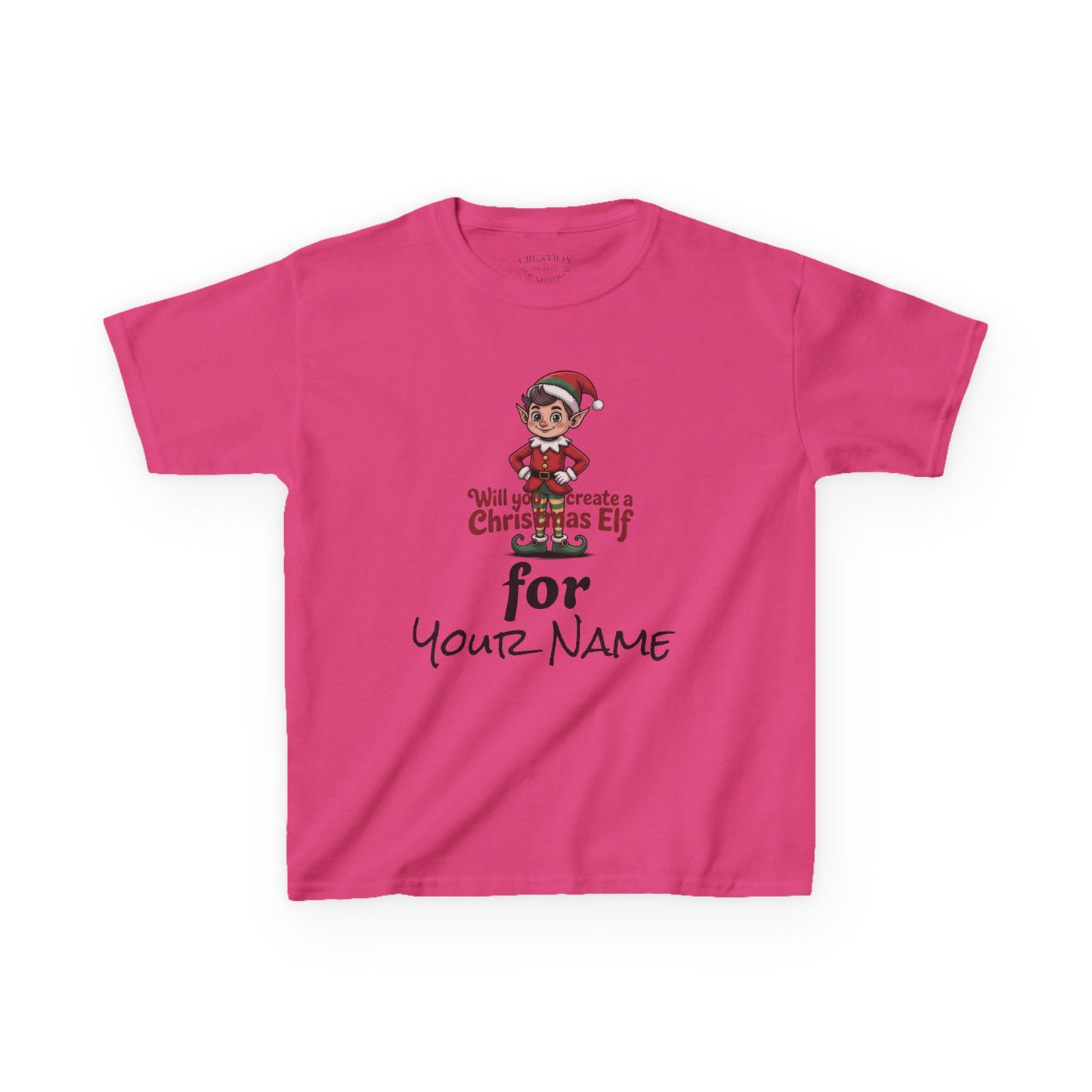 Kids Christmas Elf Tee Personalize with Your Name