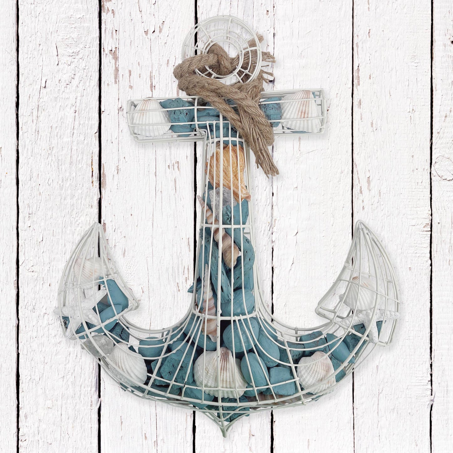 Elegant Decor Blue Coastal Scented Potpourri Anchor Wire Decor
