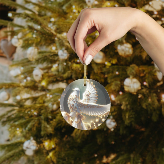 Christmas Dove Elegant Holiday Glass Ornaments, Decorative Christmas Spheres, Handcrafted Glass Ornaments, Unique Gift for Tree, Celebration Keepsakes