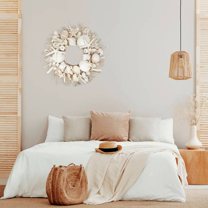 Beautiful!! Elegant Decor White Starfish & Sea Urchin Coastal Seashell Wreath