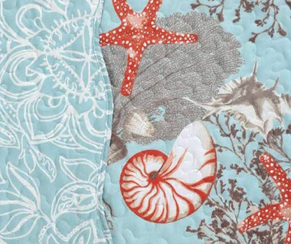 Bundle Coastal Style 3-Piece Reversible Quilt Set + 1000% Thread Count Sheets