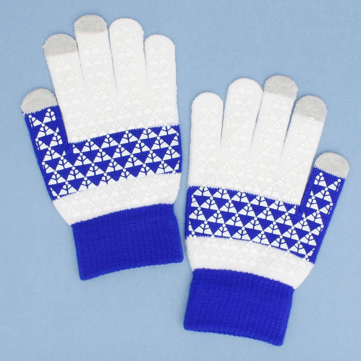 Zeta Phi Beta Blue White Touch and Grip Knit Winter Gloves