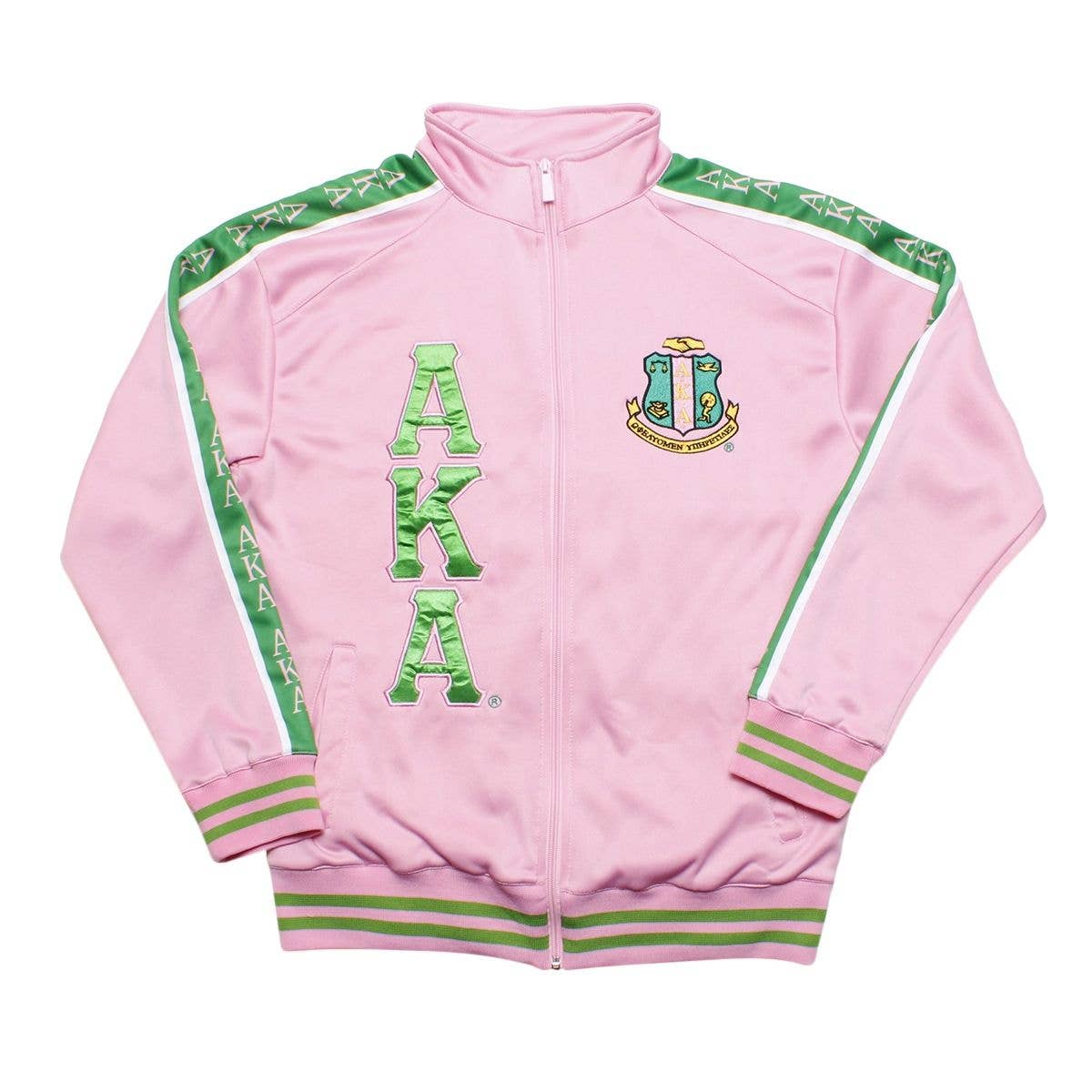 AKA Greek Apparel L Pink Zip Up Track Jacket