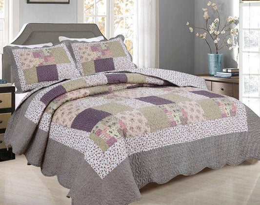 Beautiful! 3-Piece Cotton Blend Reversible Quilt Set