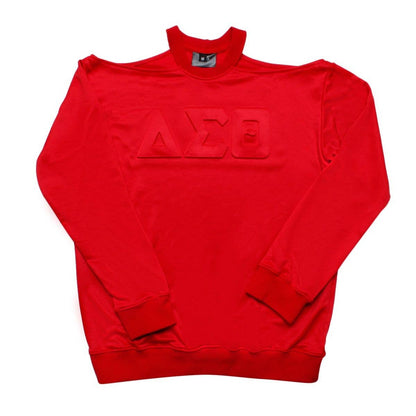 DST Greek Merch L Red Cold Shoulder Sweatshirt