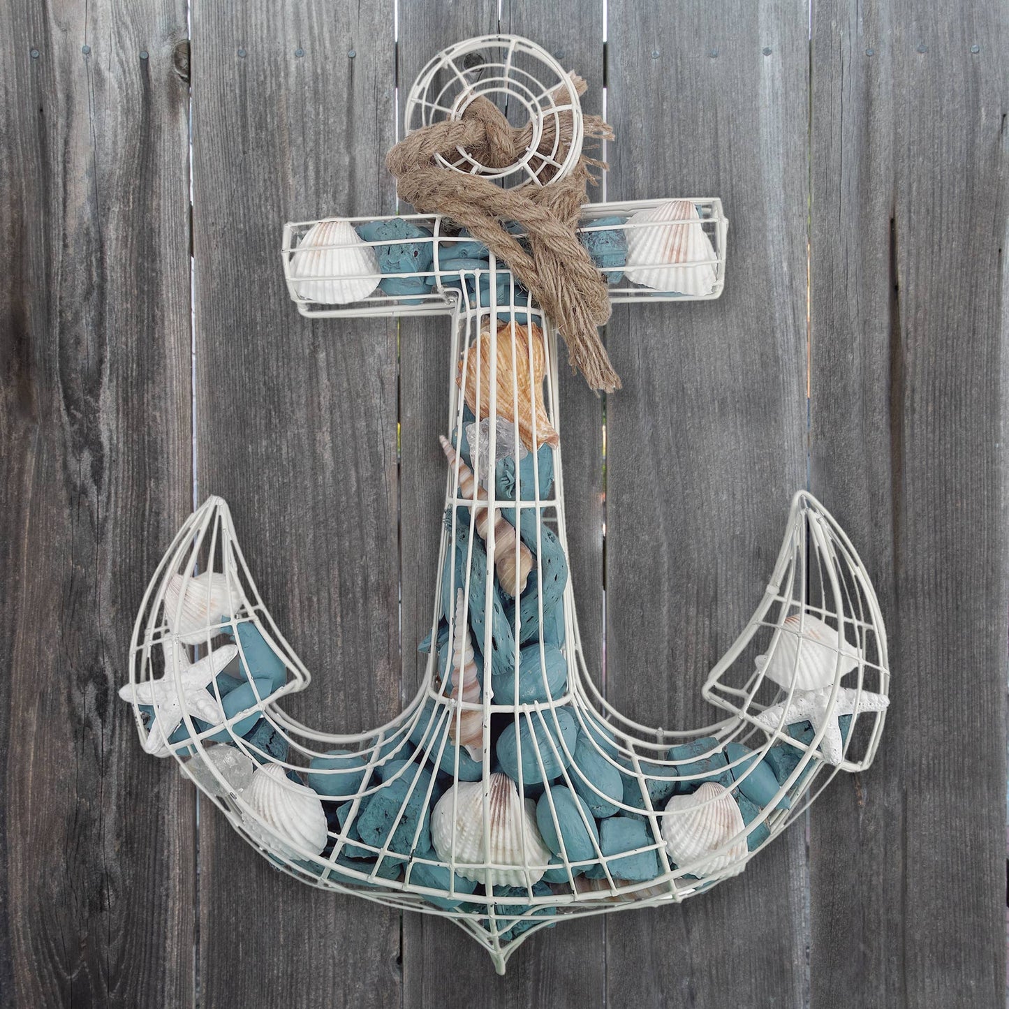 Elegant Decor Blue Coastal Scented Potpourri Anchor Wire Decor